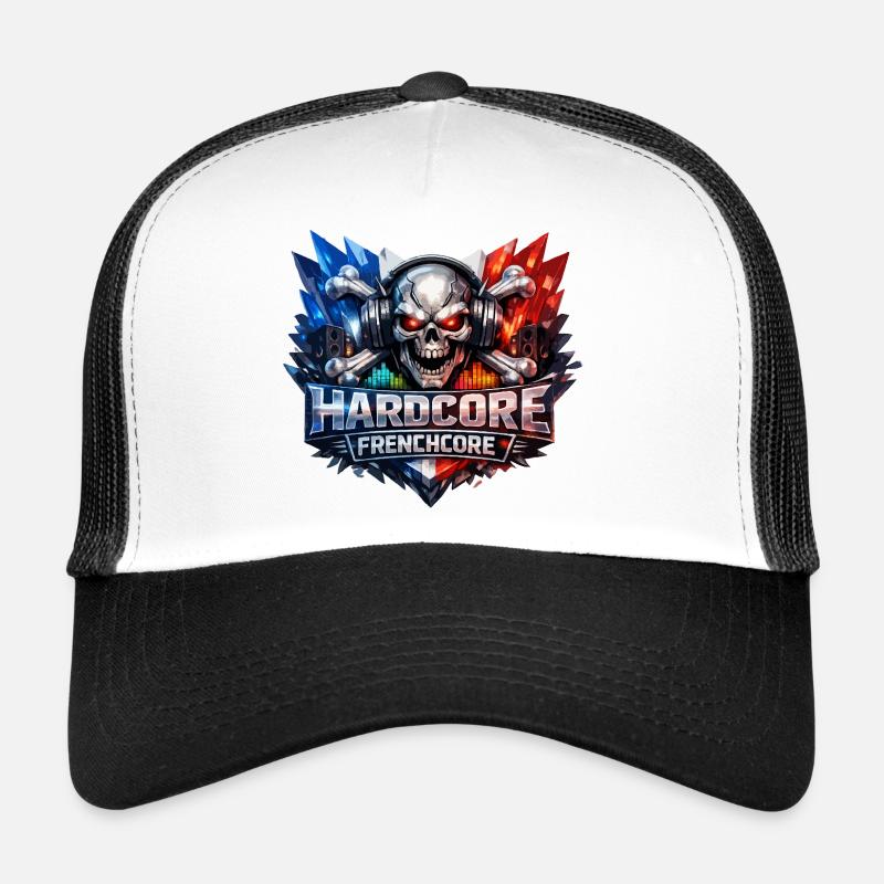 Hardcore Frenchcore Skull Art Trucker Cap