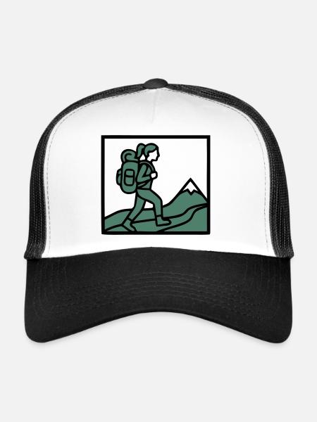 Randonnée Sac à dos Montagnes Randonneurs Femmes Désir de voyager - Casquette trucker  - blanc/noir - Devant