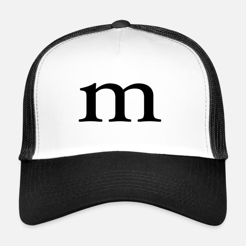 Buchstabe M - Trucker Cap - Weiß/Schwarz