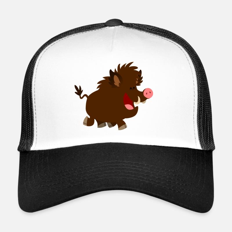 Das glückliche Wildschwein von Cheerful Madness!! - Trucker Cap - Weiß/Schwarz