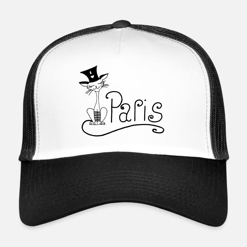 Katze Paris - Trucker Cap - Weiß/Schwarz