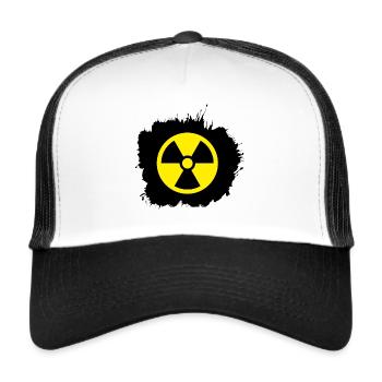 Radioactif jaune / jaune, symbole de la radioactivité - Casquette trucker  - blanc/noir - Devant