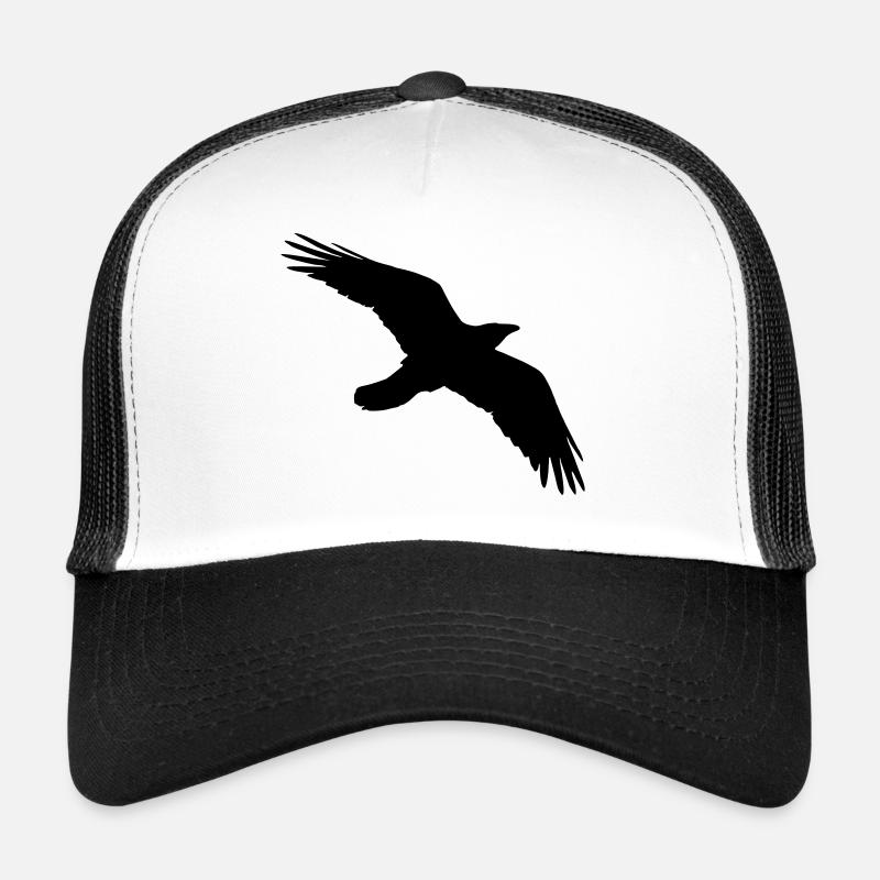 Bird, Crow, Raven - Trucker Cap - white/black
