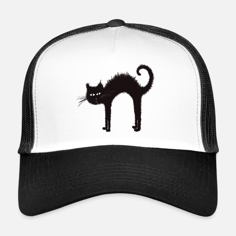 Black Halloween Cat Trucker Cap