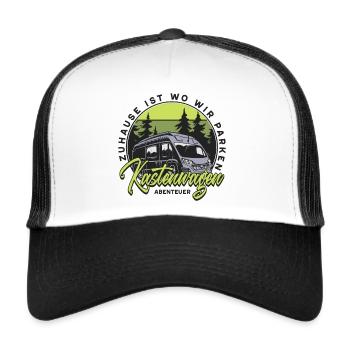 Kastenwagen - Abenteuer - Trucker Cap - Weiß/Schwarz - Vorne