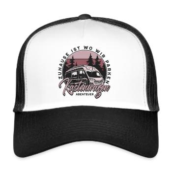 Kastenwagen - Abenteuer - Trucker Cap - Weiß/Schwarz - Vorne