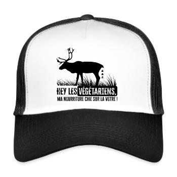 Chasse humour noir beauf chasseur végétarien - Casquette trucker  - blanc/noir - Devant