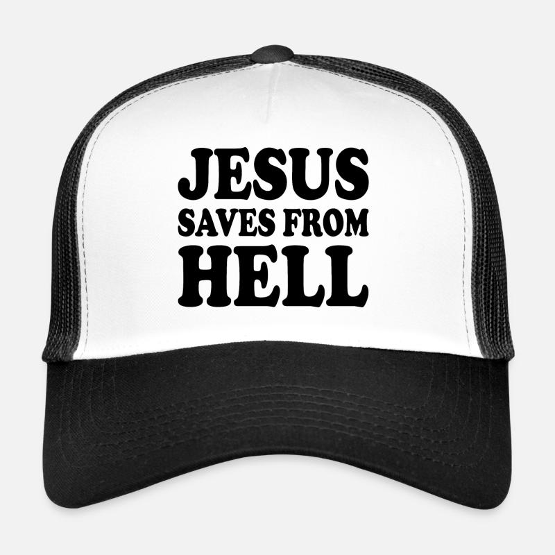 Jesus saves from hell - Casquette trucker - blanc/noir