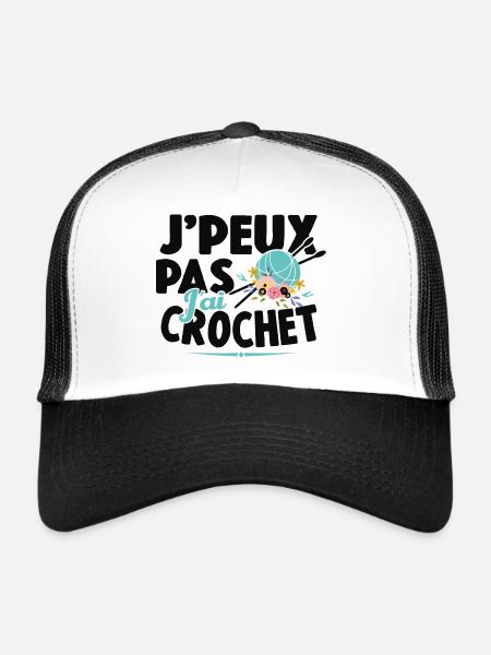 Je Peux Pas J'ai Crochet Cadeau Couture - Casquette trucker  - blanc/noir - Devant