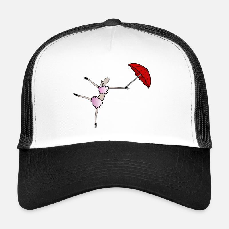 Dancer Comic Sheep with Umbrella Trucker Cap
