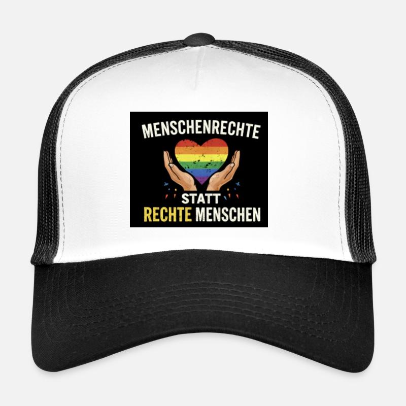 Menschenrechte statt rechte Menschen - Trucker Cap - Weiß/Schwarz
