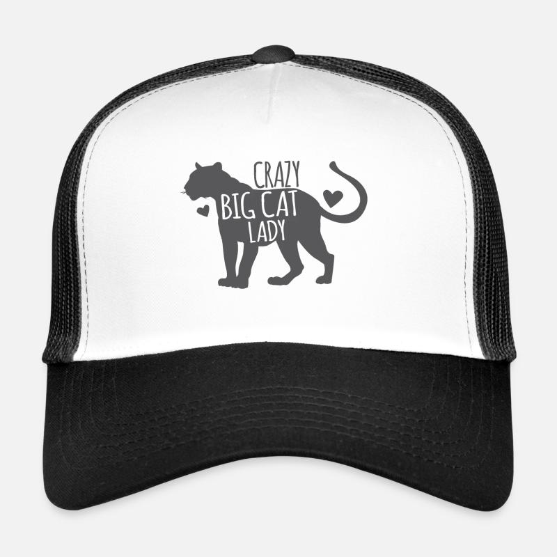 Verrückte Raubkatzendame mit schwarzem Panther - Trucker Cap - Weiß/Schwarz