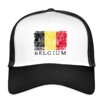 Belgique Drapeau belge Drapeau belge - Casquette trucker  - blanc/noir - Devant