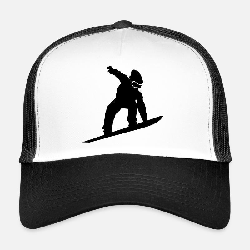 Snowboarder Silhouette - Casquette trucker  - blanc/noir