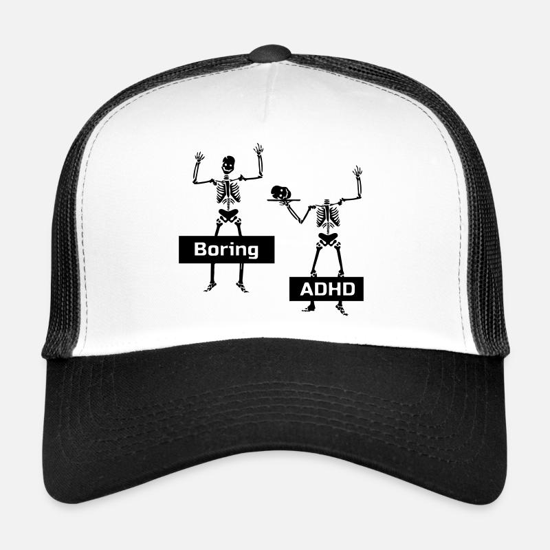 Ennuyeux vs TDAH TDAH Dire cadeau - Casquette trucker  - blanc/noir