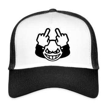 Nasty Emoticon (fuck off / fuck you, 1C) - Trucker Cap - white/black - Front