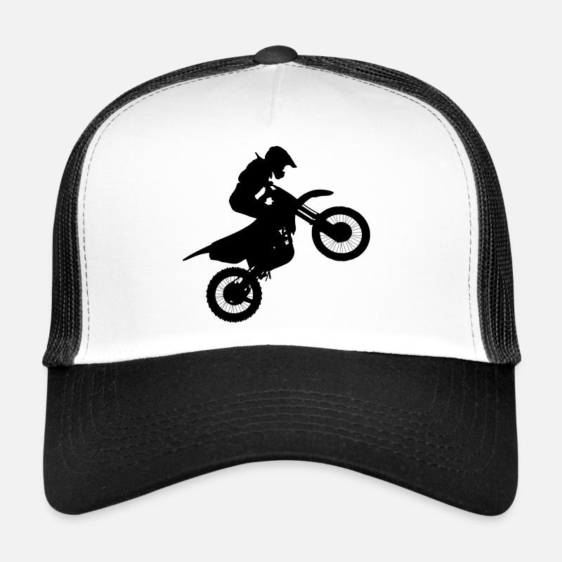 Bild eines Motocross-Fahrers # - Trucker Cap - Weiß/Schwarz