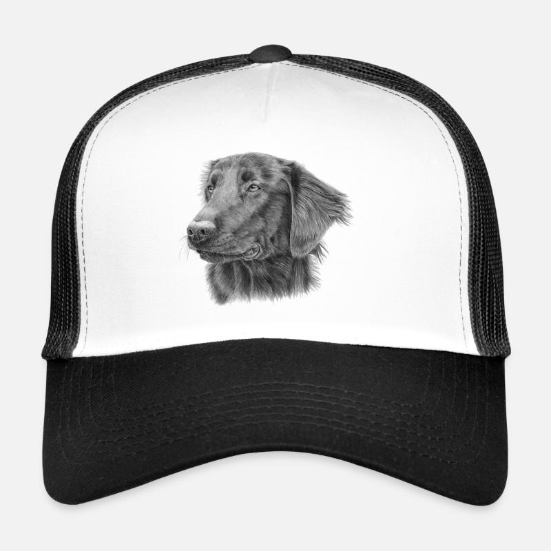 flatcoated retriever bw - Trucker Cap - white/black