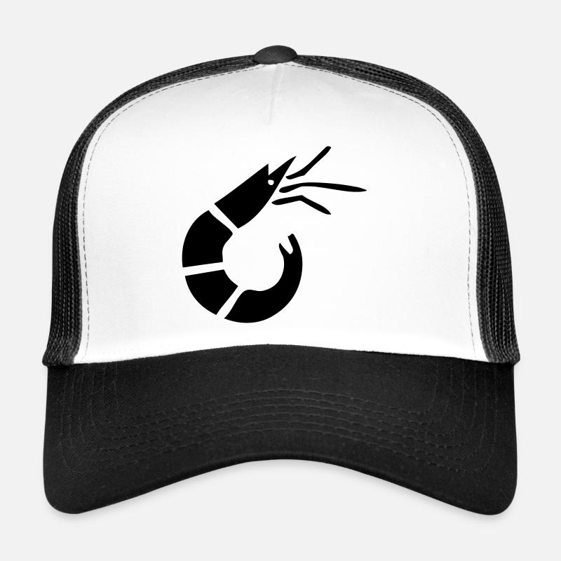 Garnele - Krabbe - Shrimp -Fischerei - Trucker Cap - Weiß/Schwarz