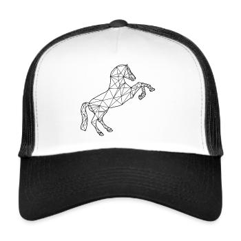 Geometrisches Pferd im Polygon-Design - Trucker Cap - Weiß/Schwarz - Vorne