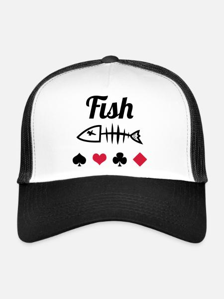 Poker : Fish - Casquette trucker  - blanc/noir - Devant