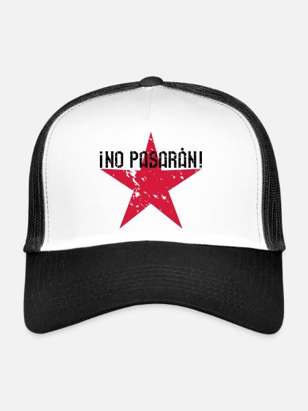 122 No Pasaran Saying Star - Trucker Cap - white/black - Front