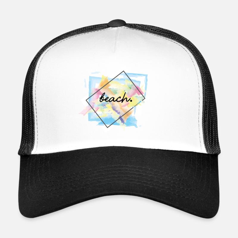 beach, Strand - Trucker Cap - Weiß/Schwarz