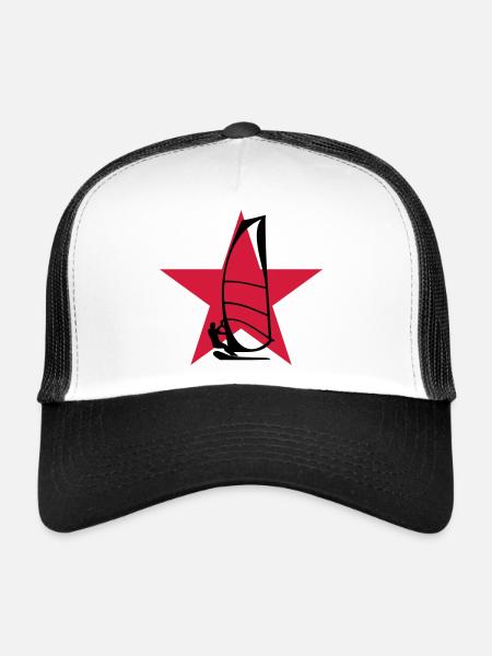 Planche à voile / Véliplanchiste / Windsurf / - Casquette trucker  - blanc/noir - Devant