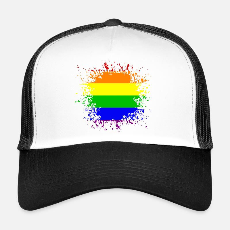 LGBT Rainbow Splash - Casquette trucker  - blanc/noir