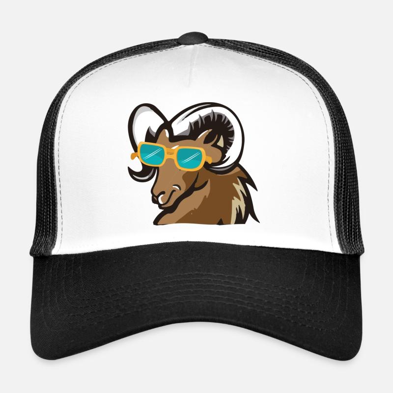 Ram with sunglasses - Trucker Cap - white/black