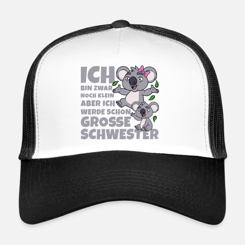 Große Schwester Koala Koalas Geschwister Mädchen - Trucker Cap - Weiß/Schwarz