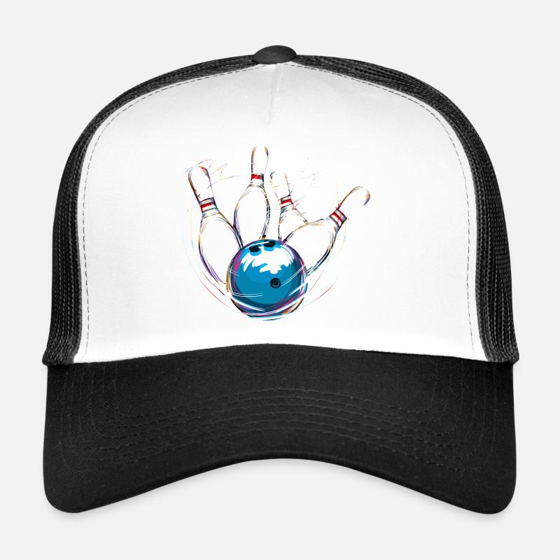 Bowling Freizeit Geschenk Bowler - Trucker Cap - Weiß/Schwarz