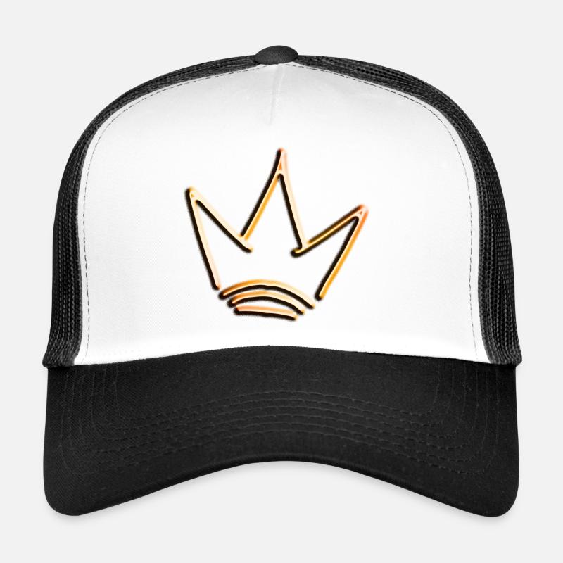 Krone gold rot mit Schatten, einfach, freigestellt - Trucker Cap - Weiß/Schwarz