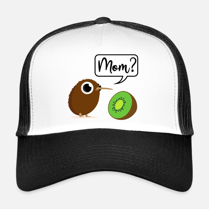 Kiwi Vogel Tier Frucht Obst Mama lustig Neuseeland - Trucker Cap - Weiß/Schwarz