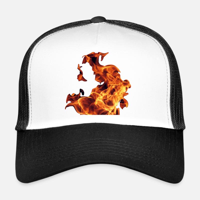 Abstract Flames on Black Trucker Cap