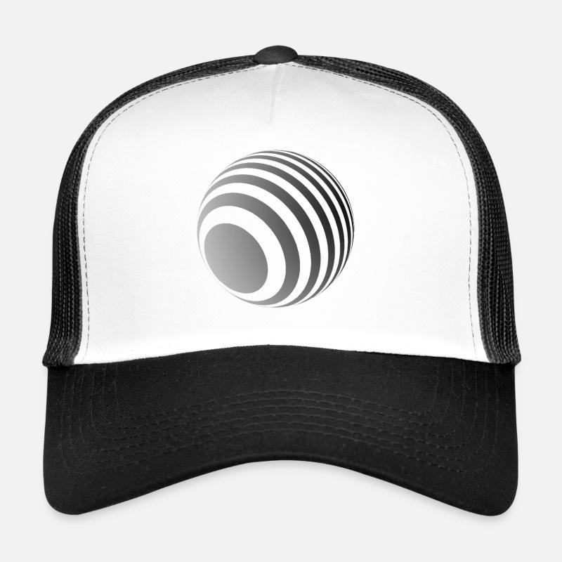 3D-Ball mit grauen Streifen - Trucker Cap - Weiß/Schwarz