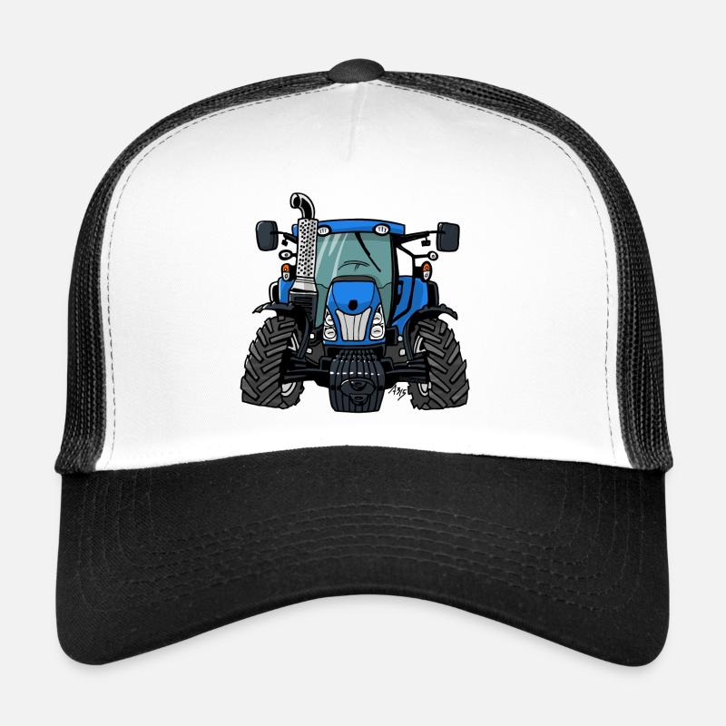 0646 BlueTractor - Casquette trucker  - blanc/noir