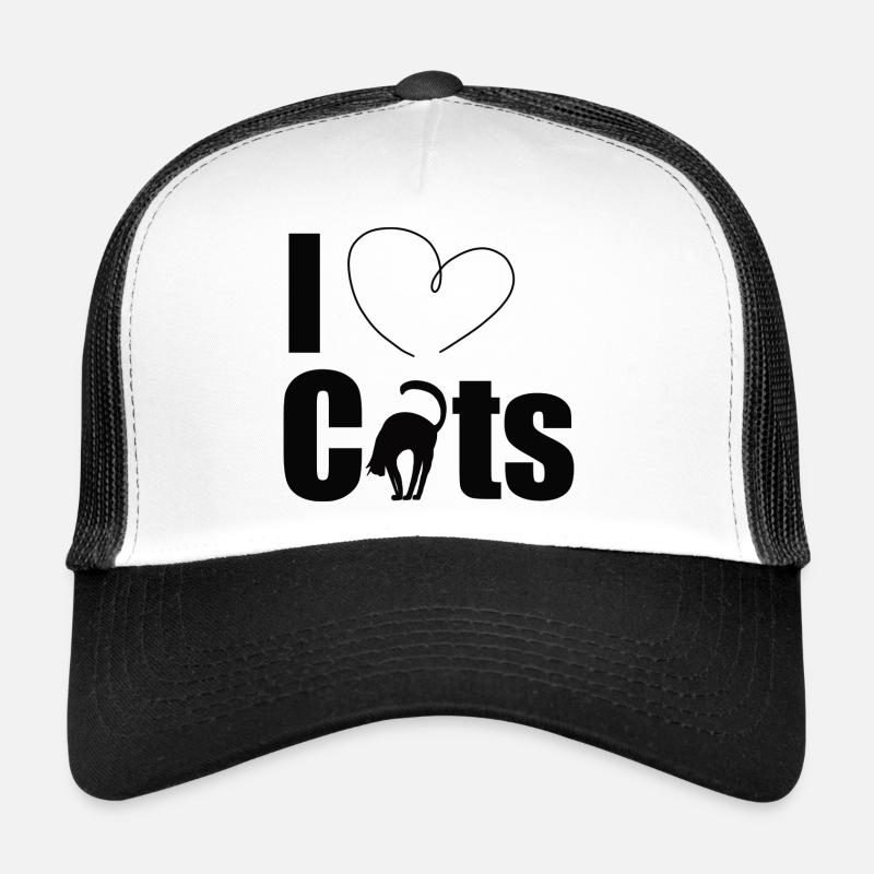 J’aime les chats - Casquette trucker  - blanc/noir
