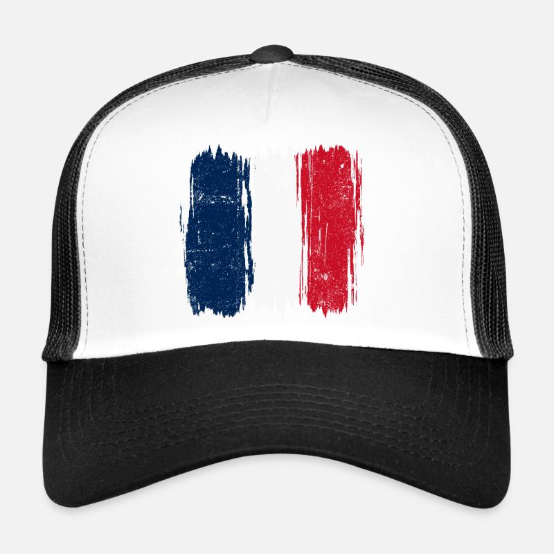 Coup de pinceau Drapeau français - Casquette trucker  - blanc/noir