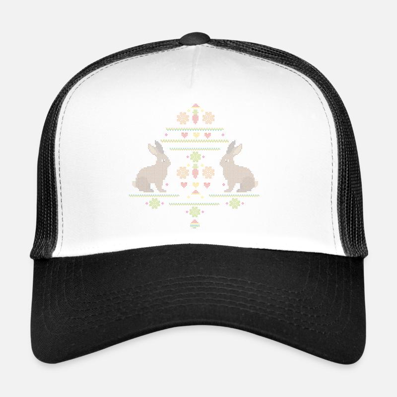 Easter motifs in knitting pattern style for Easter Trucker Cap