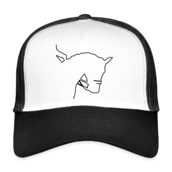 Tête de cheval en vue latérale Lineart One Line - Casquette trucker  - blanc/noir - Devant