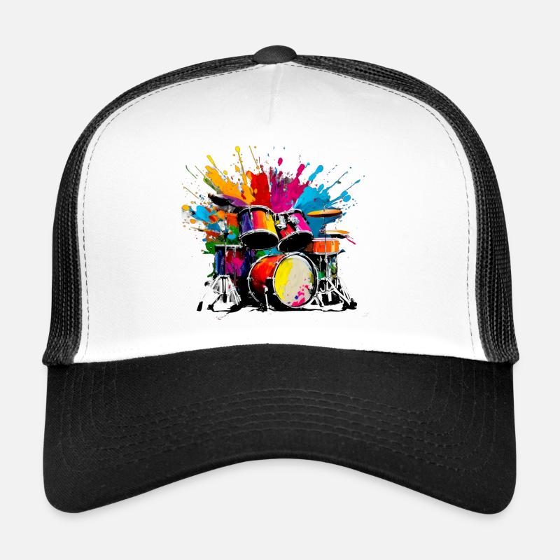 Percussions colorées - Casquette trucker  - blanc/noir