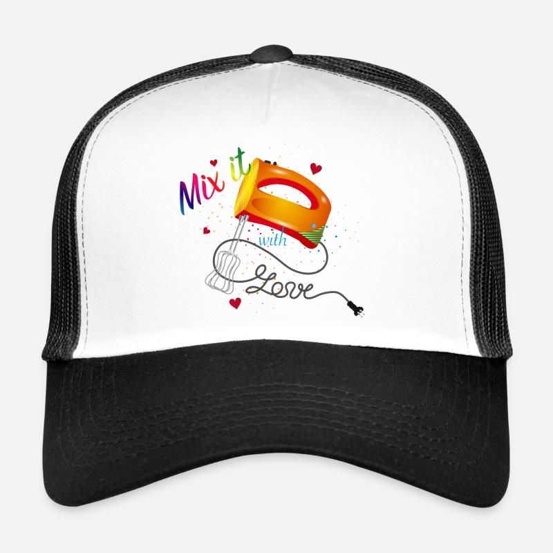 colorful hand mixer with cool saying Trucker Cap