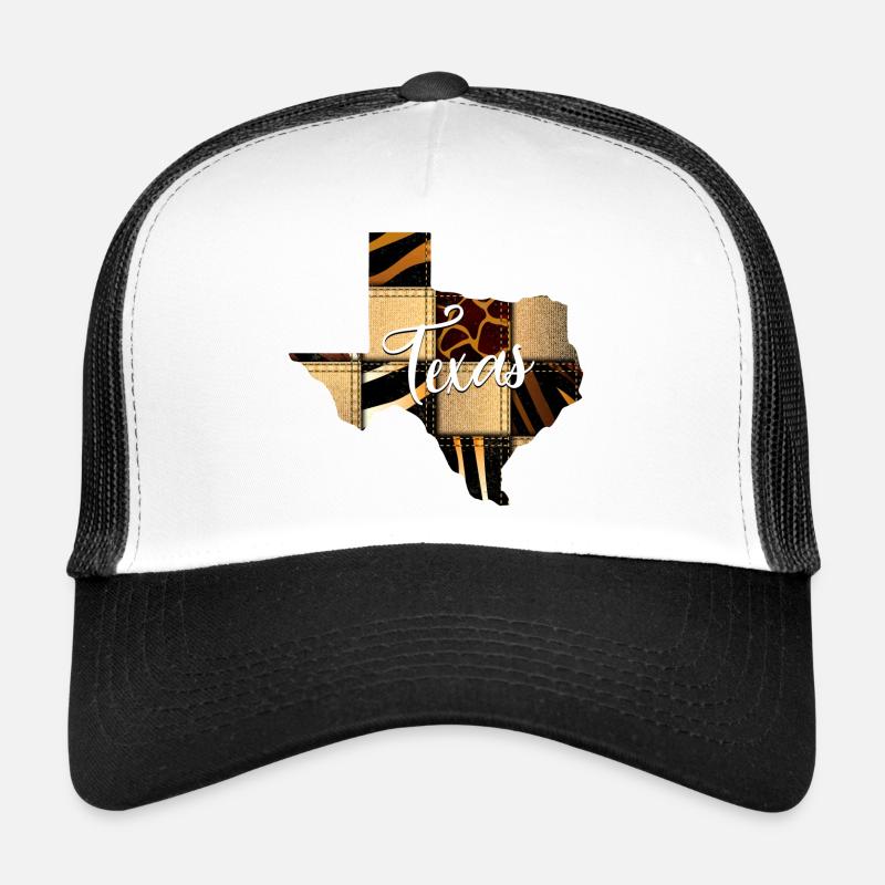 Texas Leopard Denim Map Trucker Cap