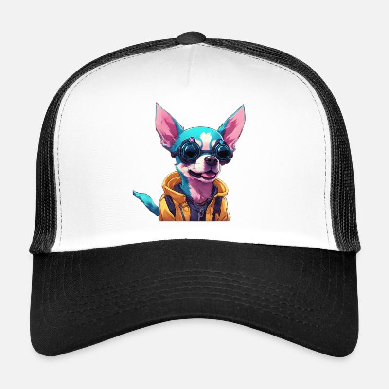 TechTails // Cyberpunk Hund - Trucker Cap - Weiß/Schwarz