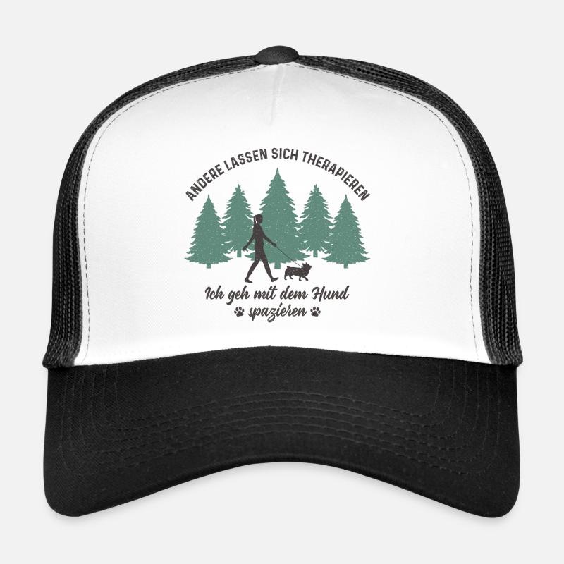 Frau mit Hund Gassi gehen Therapie Hundebesitzerin - Trucker Cap - Weiß/Schwarz