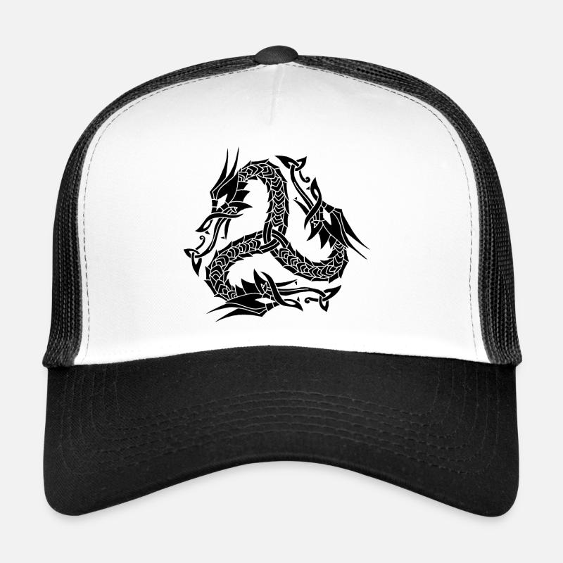 Hydre noire celte - Casquette trucker  - blanc/noir