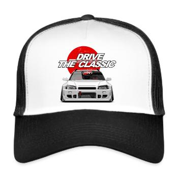 GTR R34 Skyline Drift car JDM classic car - Trucker Cap - Weiß/Schwarz - Vorne