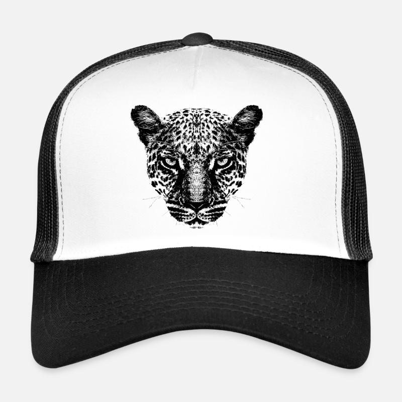 Leopard / Kopf / Schwarz Trucker Cap