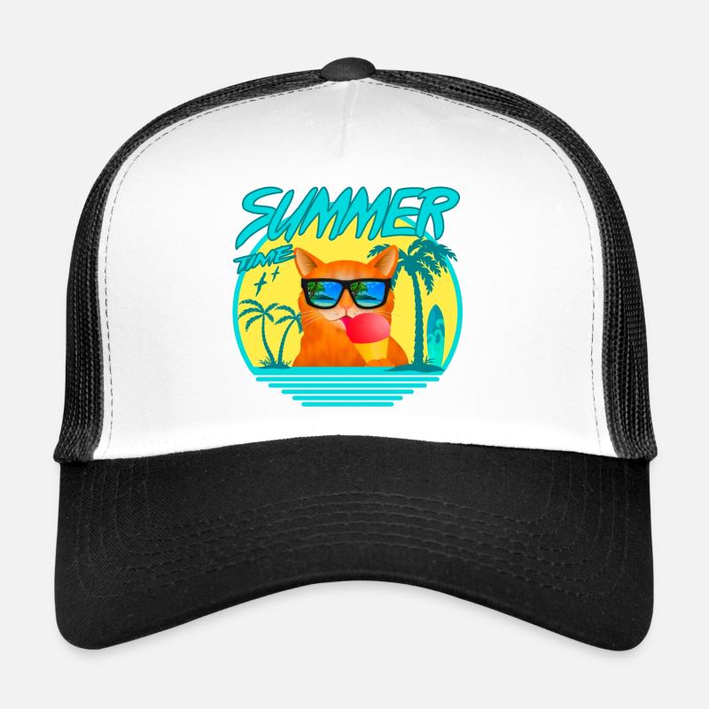 SUMMERCAT AVEC GLACE - Casquette trucker  - blanc/noir